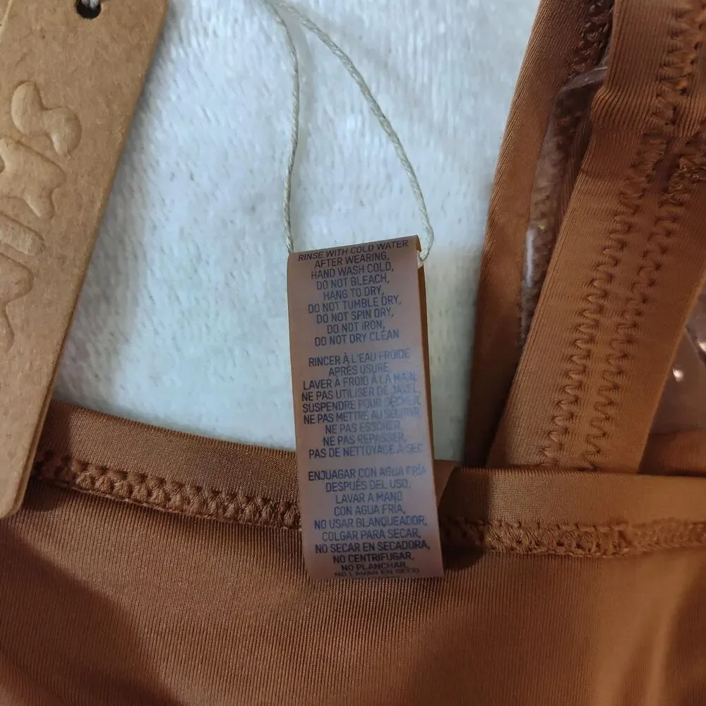 Skims Swim Thong Bikini Bottom Womens 4XL Almond Brown High Cut Stretch New Swim